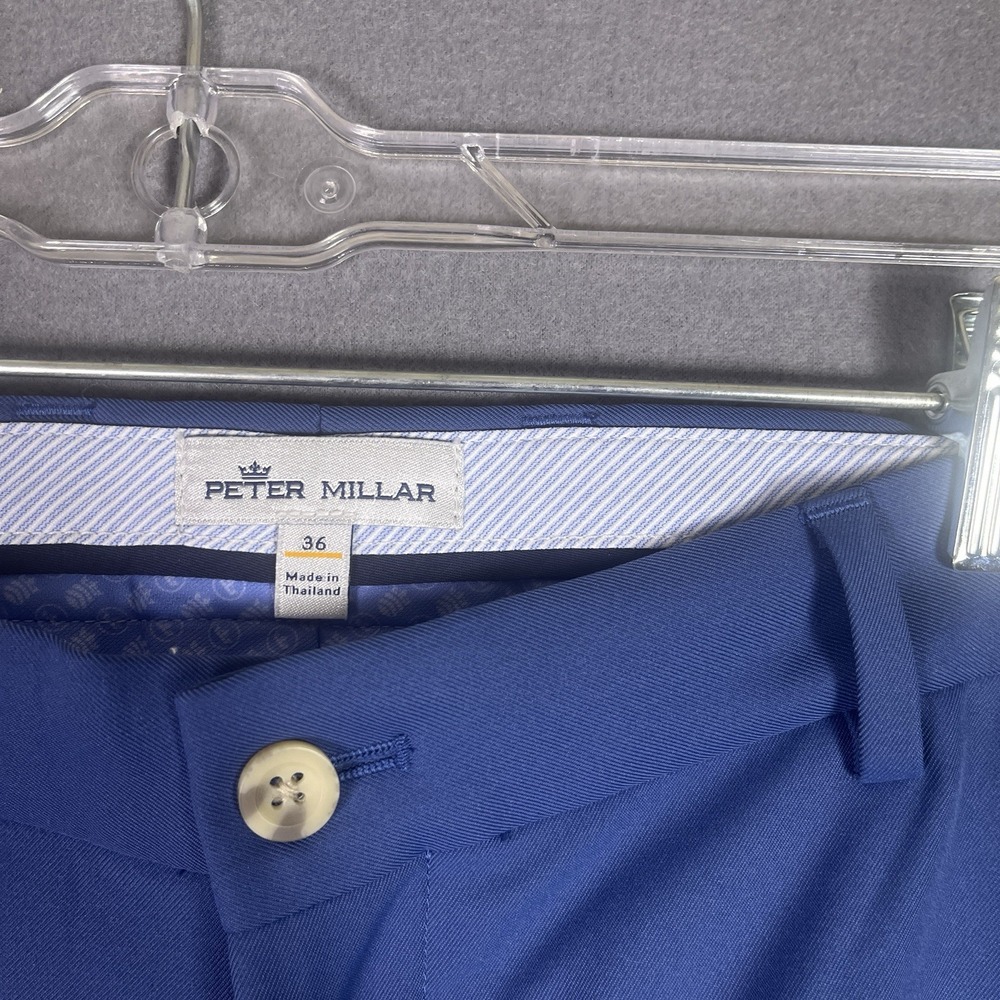 Peter Millar Men's 36 Performance Golf Shorts Blue Flat Front Crown Sport - Picture 3 of 5